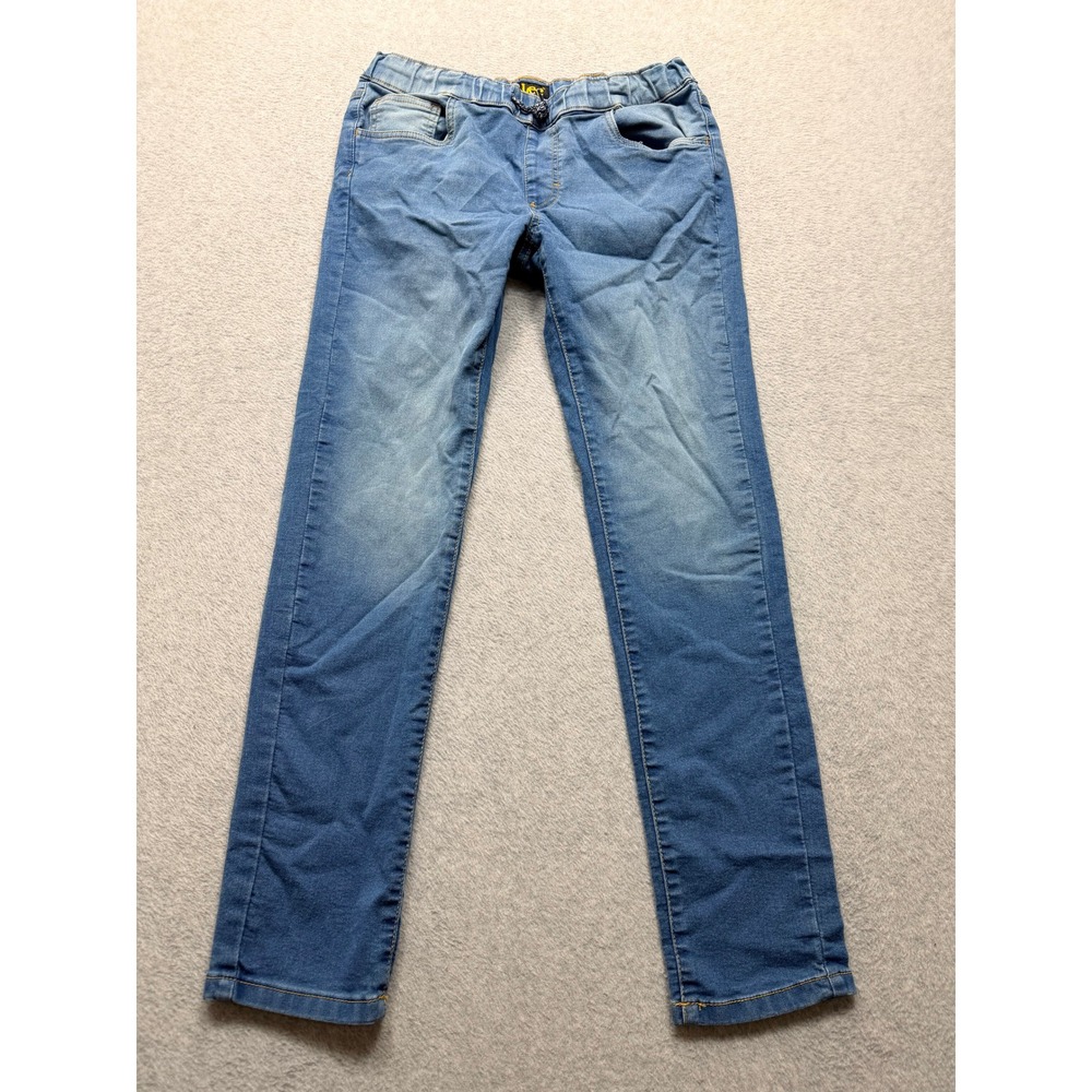Lee Boys Medium Wash Elastic Waist Straight Leg Denim Jeans Size L 14/16